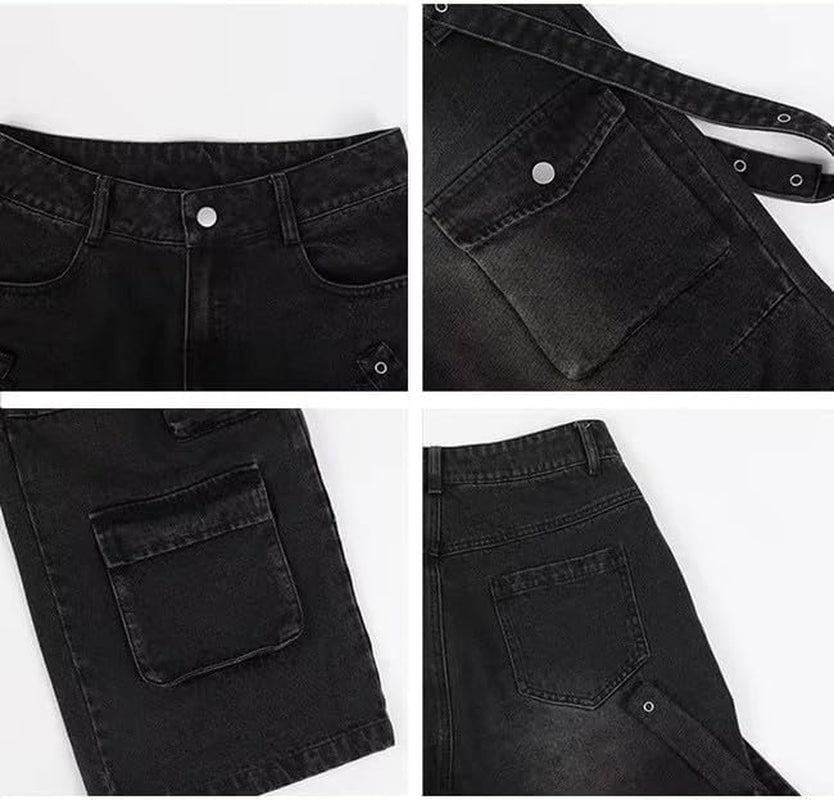 Cargo Jeans for Women Low Waist Baggy Jeans Y2K Pants Women Wide Leg Womens Cargo Pants Grunge Emo Clothes