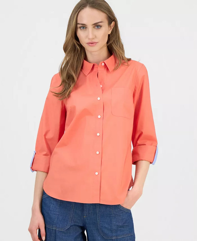 Women'S Roll-Tab Button-Front Shirt