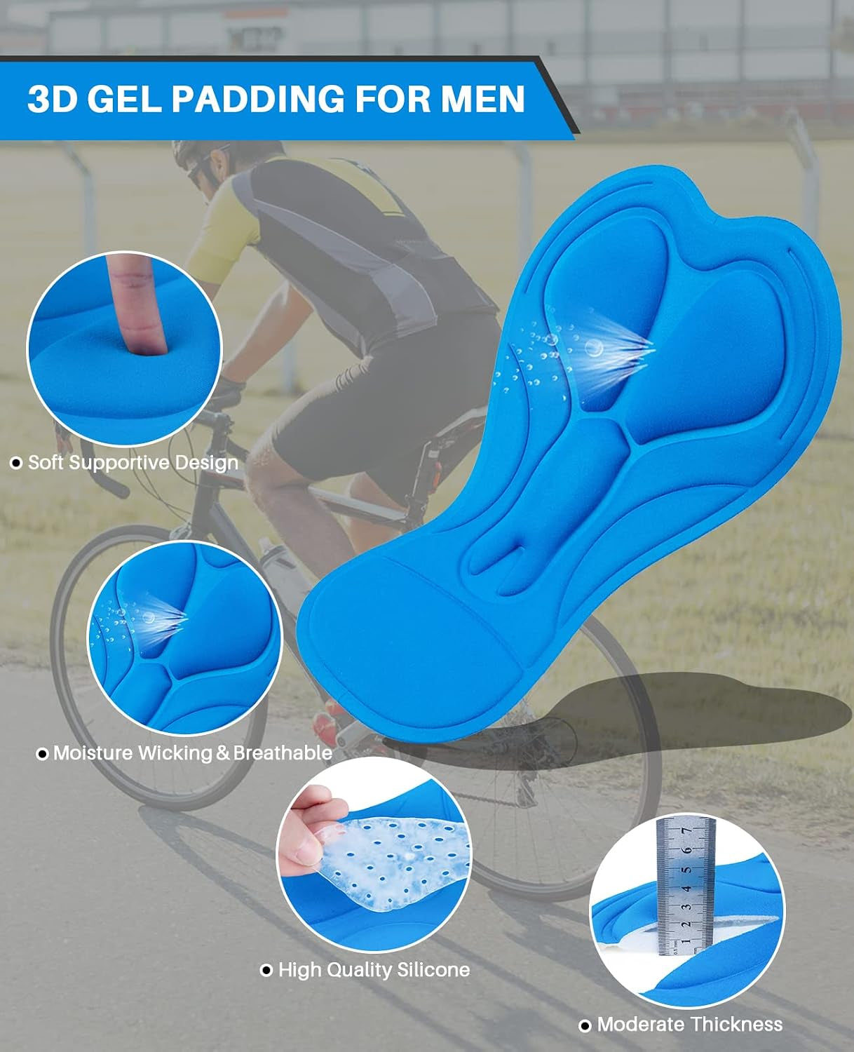 Men'S Cycling Shorts Padded Biking Cycle Clothes Bike Riding Pants Bicycle Mountain Bike Tights UPF 50+