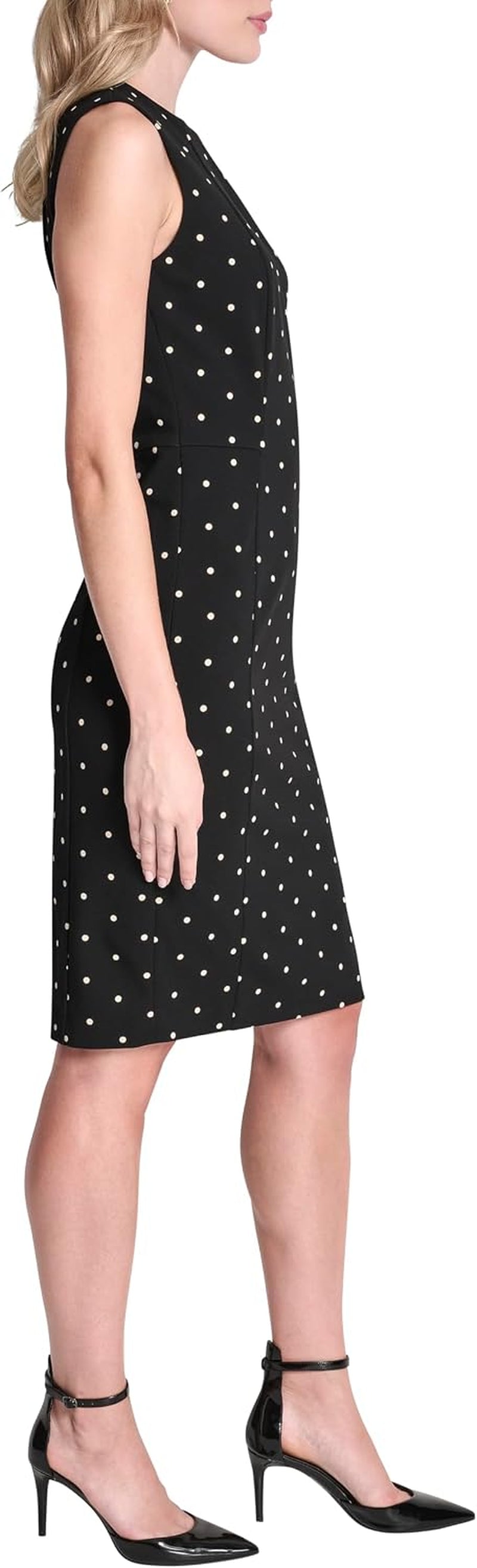 DKNY Women'S Sleeveless Jewel Neck Scuba Crepe Sheath Dress Mini Dress