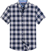 Mens Plaid Short Sleeve Button down Shirts Cotton Regular Fit Casual Gingham Shirts