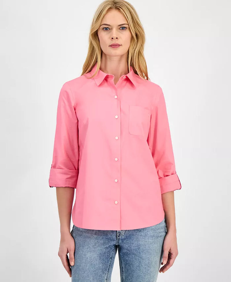 Women'S Roll-Tab Button-Front Shirt