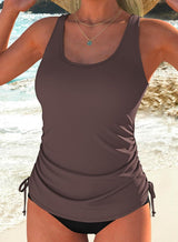 Womens Tankini Top Only Ruched Tummy Control Bathing Suit Top Modest Swim Tank Top No Bottom