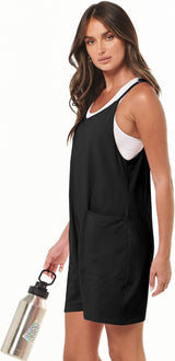 Womens Rompers Summer Casual Loose Sleeveless Overalls Spaghetti Strap Shorts Jumpsuit 2026 Beach Vacation Clothes