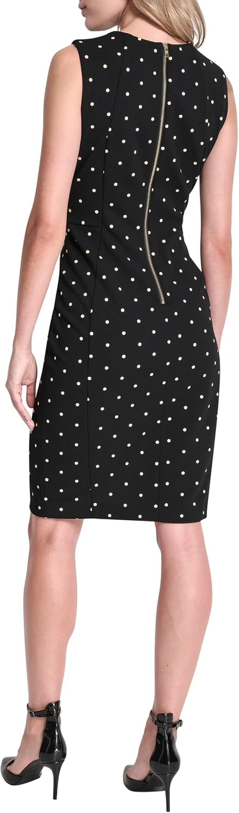 DKNY Women'S Sleeveless Jewel Neck Scuba Crepe Sheath Dress Mini Dress
