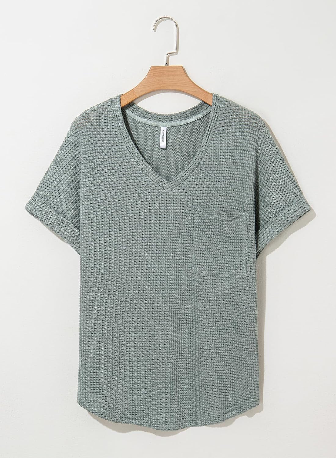 Womens Waffle Knit Tops 2026 Spring Summer V Neck Shirts Casual Trendy Women'S Blouses Basic Tee