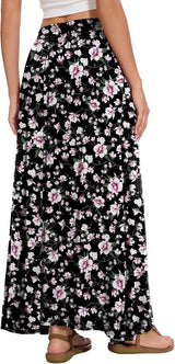 Womens Maxi A-Line Long Skirt Casual 2026 Elastic High Waist Flowy Skirts with Pockets