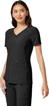 Women'S Medical Scrub Top Iflex V-Neck Knit Panel Top - CK605