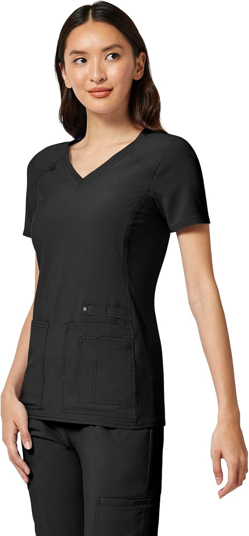 Women'S Medical Scrub Top Iflex V-Neck Knit Panel Top - CK605