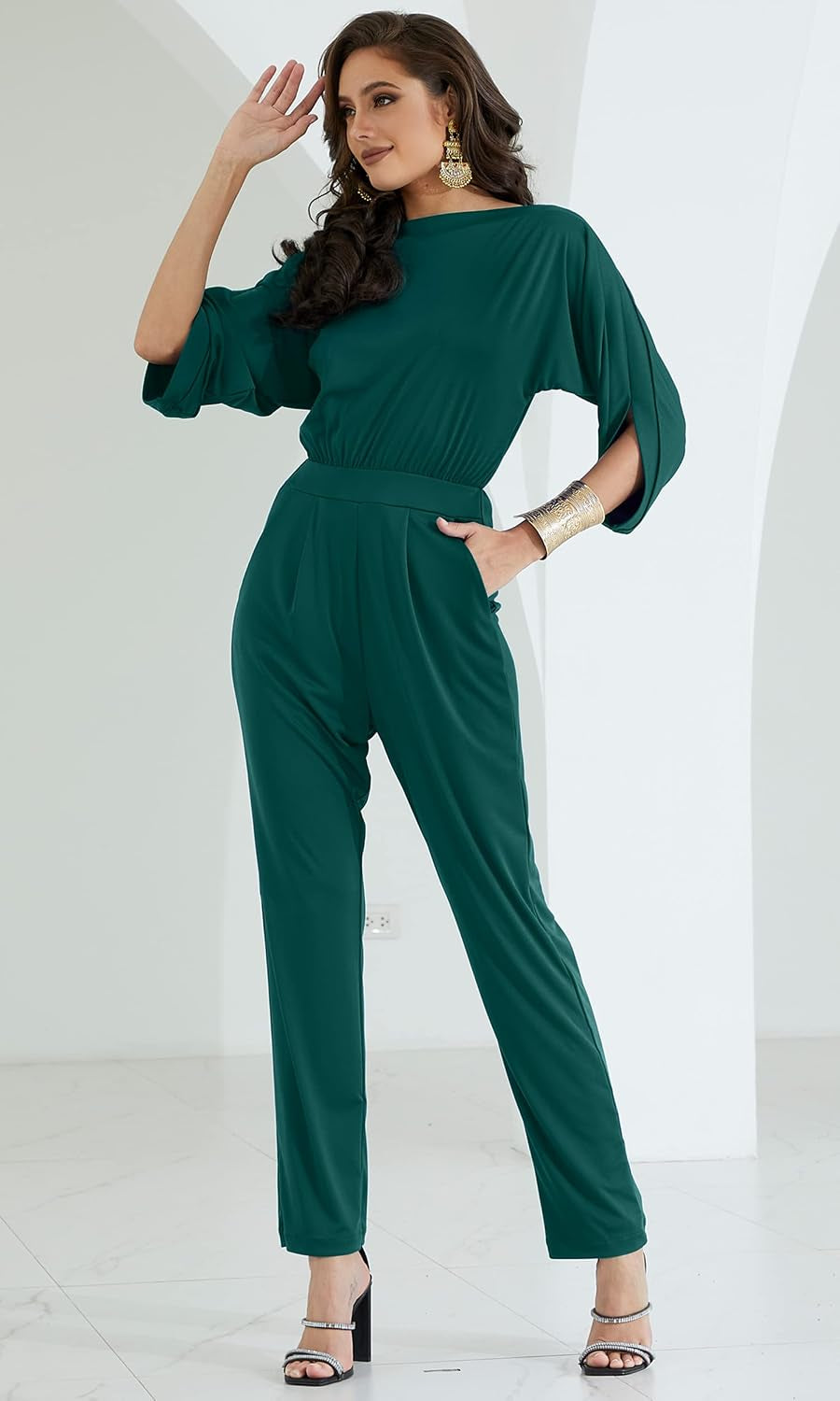 Womens Short Sleeve Semi Formal Cocktail One Piece Jumpsuit Romper