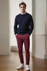 Men'S Skinny Stretchy Khaki Pants Colored Pants Slim Fit Slacks Tapered Trousers