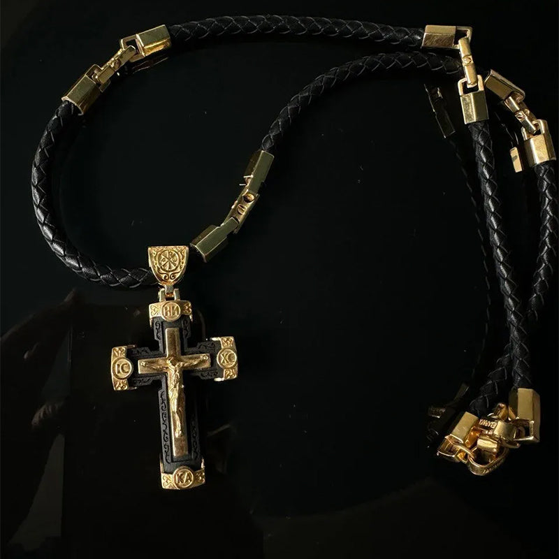 Elegant Handcrafted Rosary with Ornate Golden Crosses