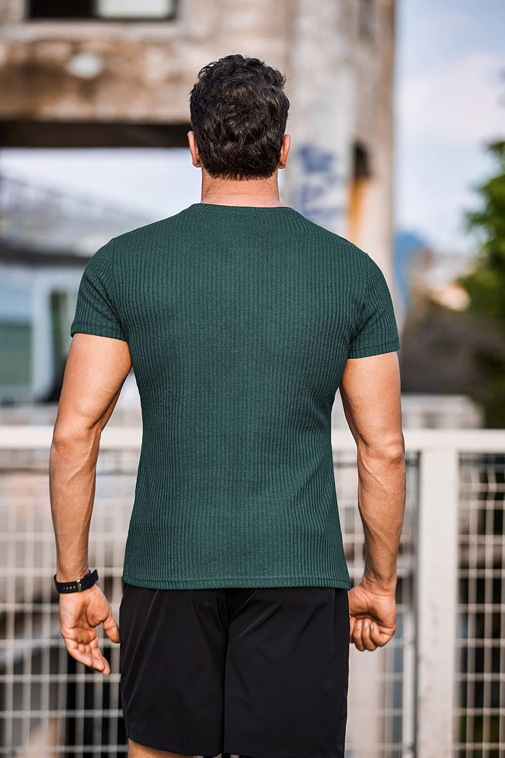 Men'S Muscle T Shirts Stretch Short Sleeve Crew Neck Bodybuilding Workout Tee Shirts
