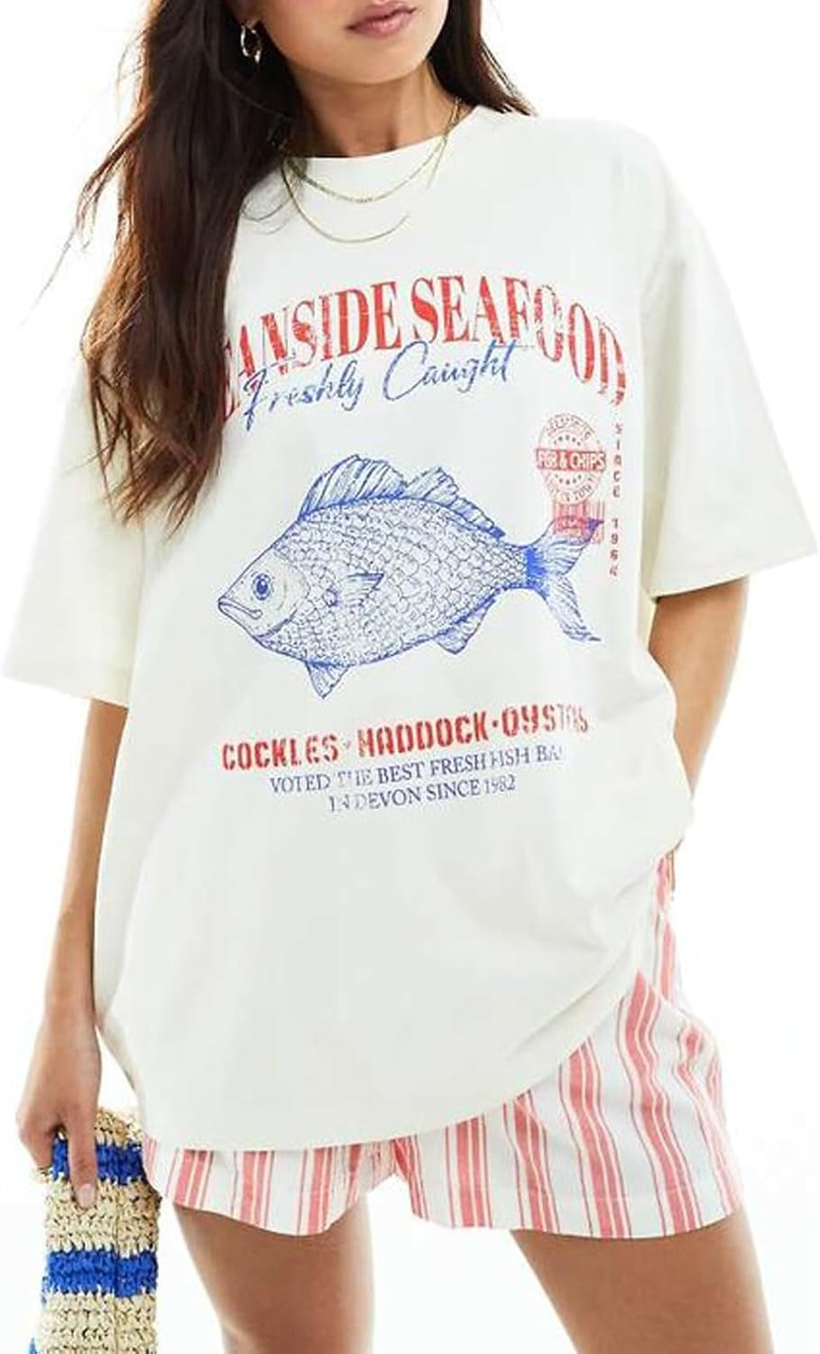 Womens Y2K Fruit Graphic Print Oversized T Shirts Summer Vintage Aesthetic Baggy Tees Tops Teen Girl Clothes
