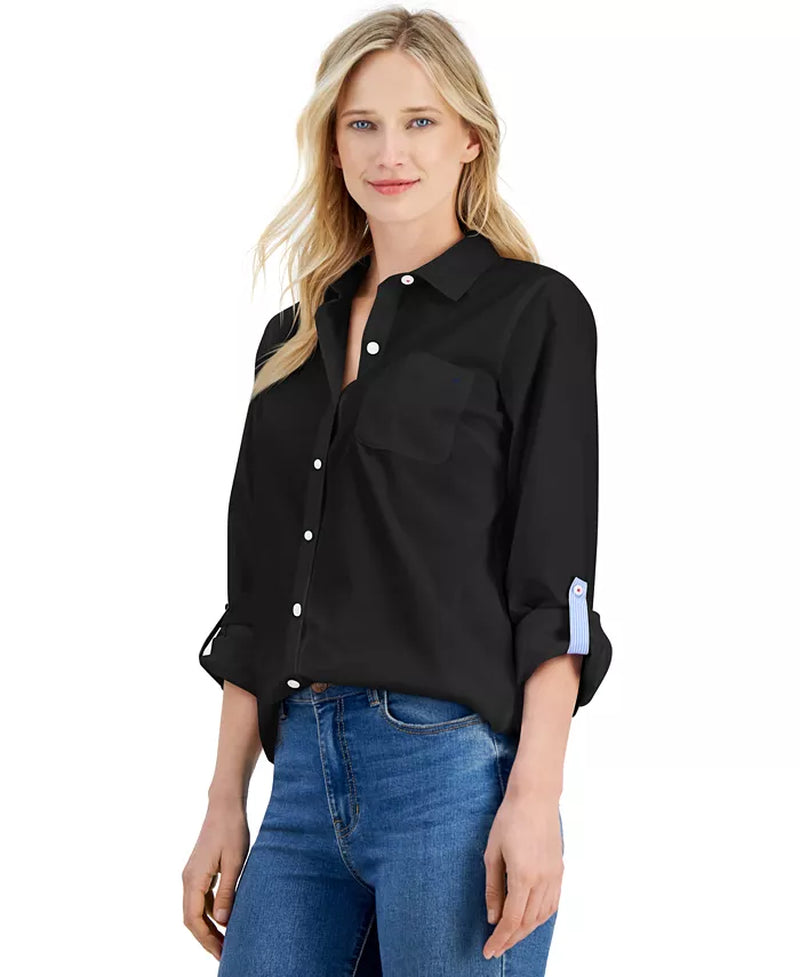 Women'S Roll-Tab Button-Front Shirt