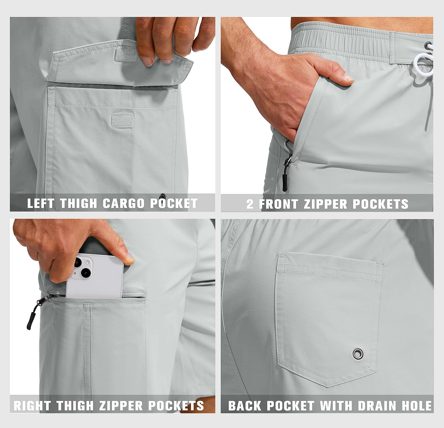 Men'S Swim Trunks Quick Dry Board Shorts with 5 Pockets Swimsuit Swimwear for Men - No Mesh Liner