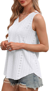 Womens Tank Tops V Neck Sleeveless Flowy Loose Fit Basic Casual Summer Tops