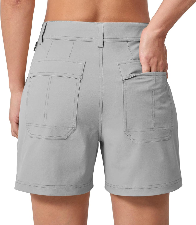 Women'S Hiking Shorts Qucik Dry Stretch Travel Golf Casual Shorts with Pockets Water Resistant 5"