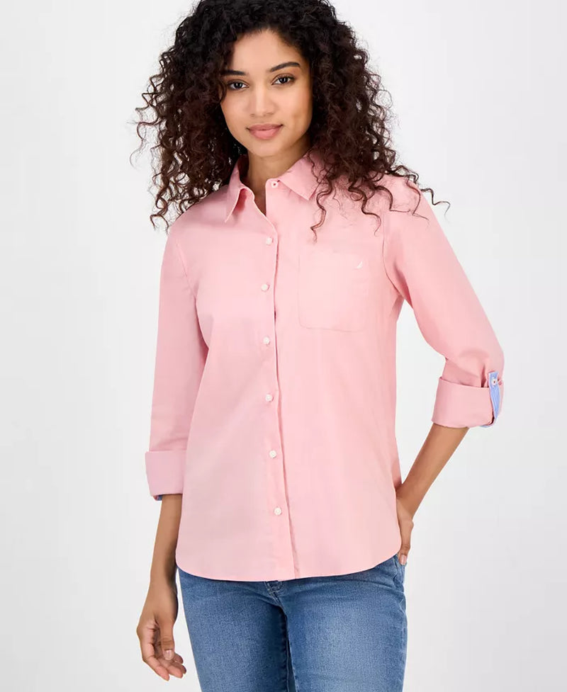 Women'S Roll-Tab Button-Front Shirt