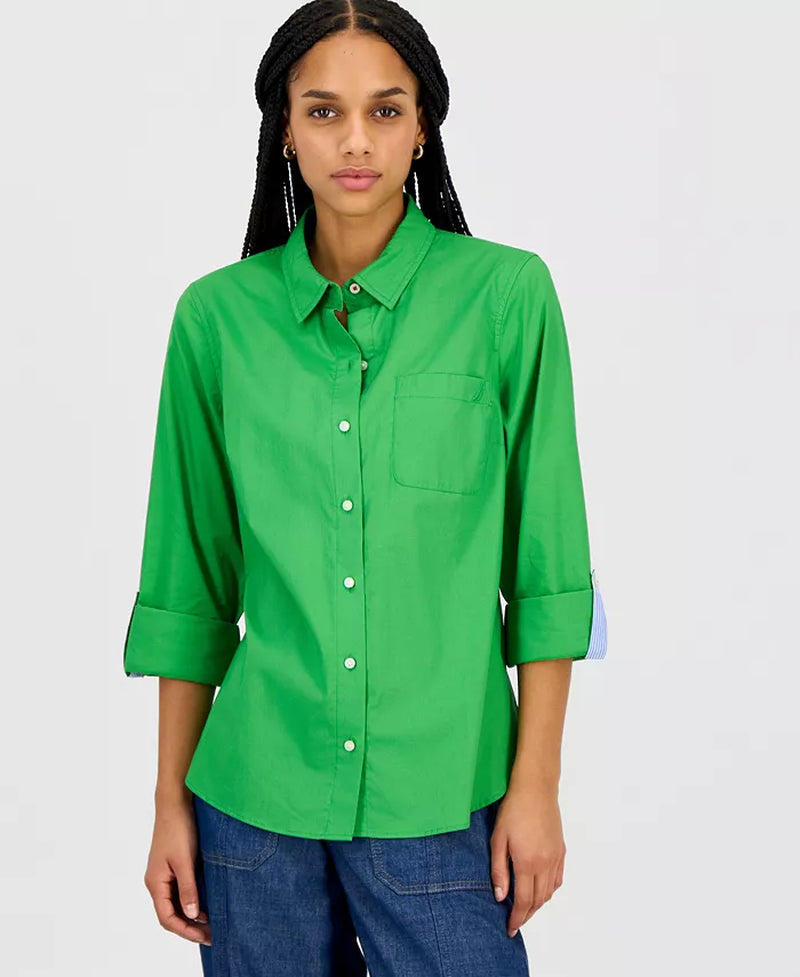 Women'S Roll-Tab Button-Front Shirt