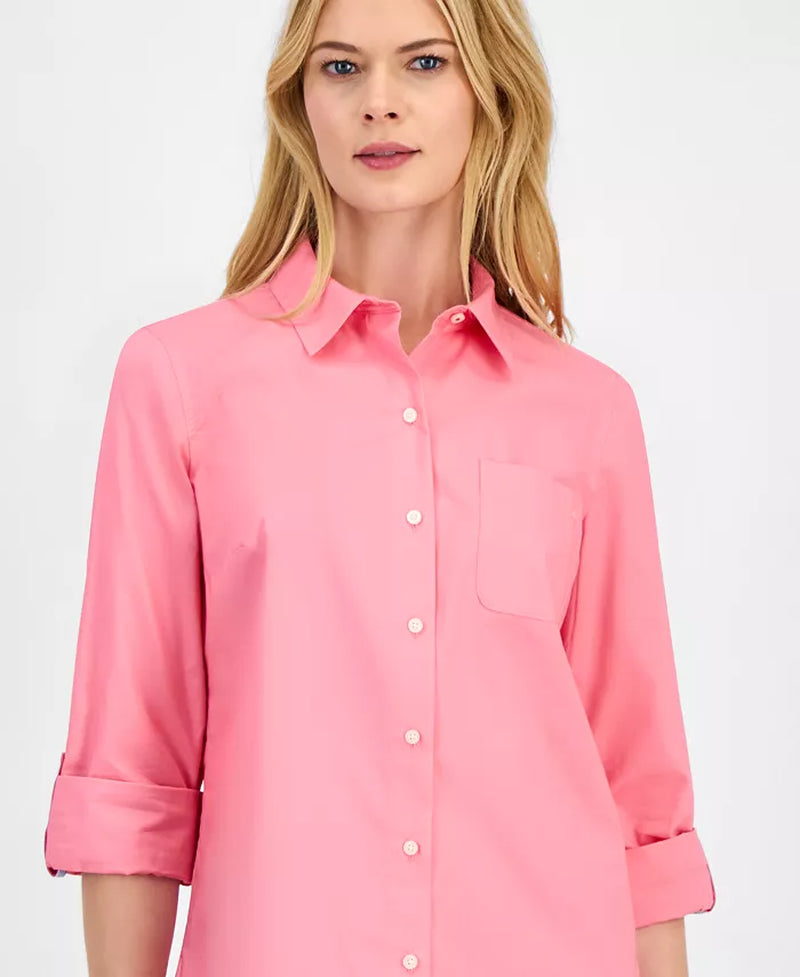 Women'S Roll-Tab Button-Front Shirt