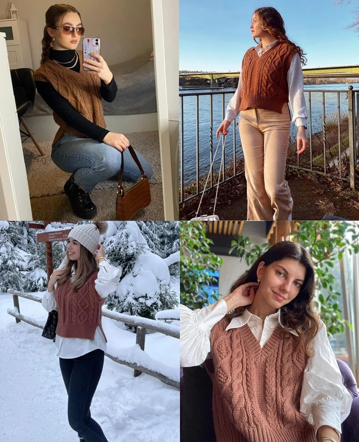 Sweater Vest for Women V Neck Sleeveless Knit Solid Casual Ribbed Preppy Pullover Tops