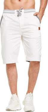 Men'S Shorts Casual Classic Fit Drawstring Summer Beach Shorts with Elastic Waist and Pockets