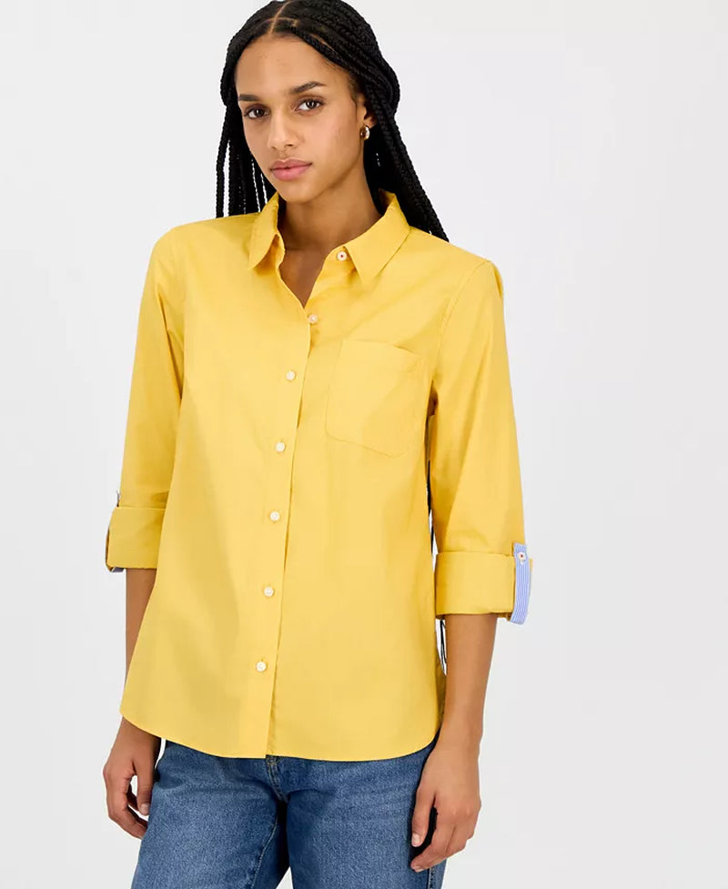 Women'S Roll-Tab Button-Front Shirt