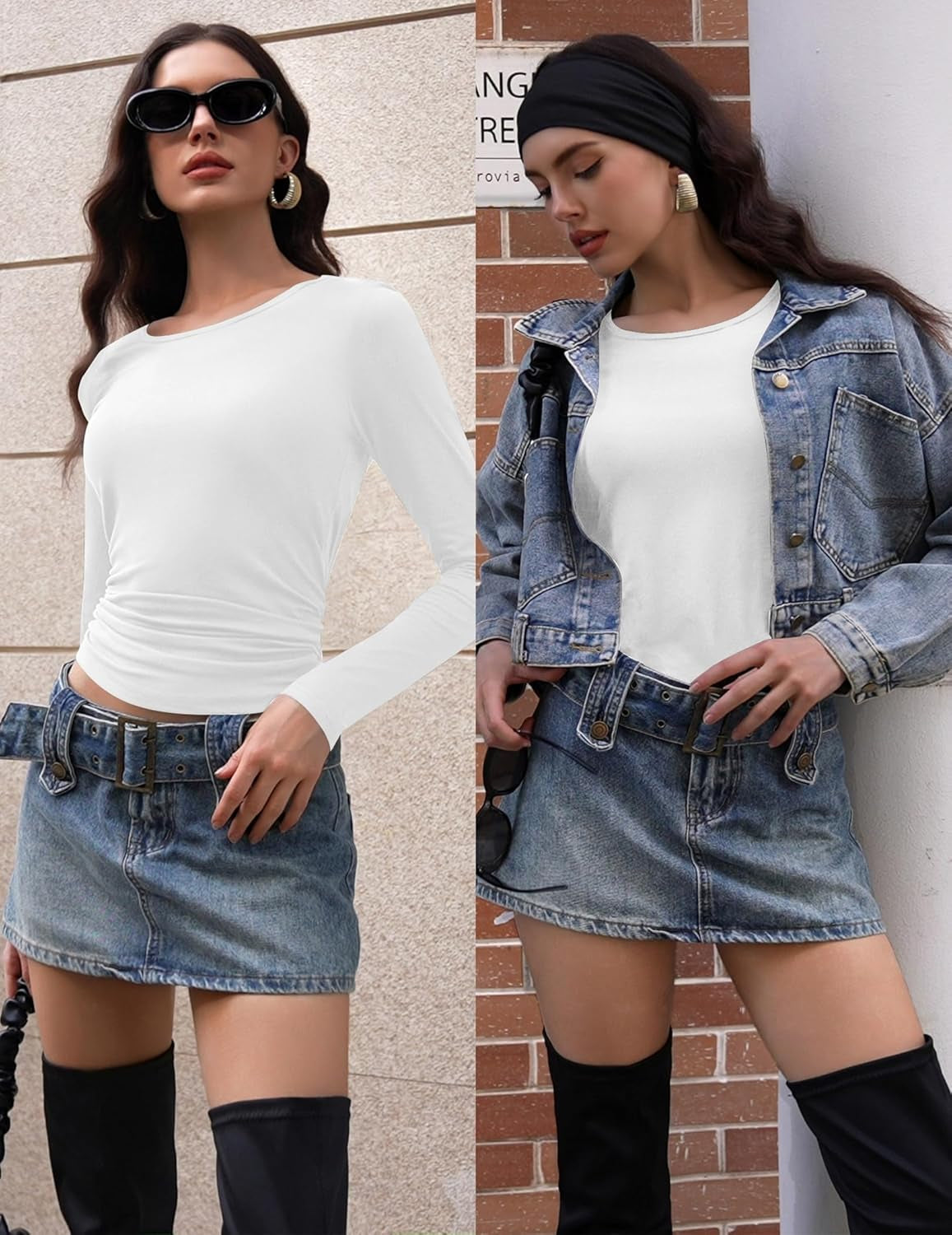 Long Sleeve Shirts for Women 3 Pack Scoop Neck Fitted Tops Thermal Undershirt Stretch Base Layer Soft Tee