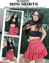 Mini Skirt for Women Sexy Pleated Skirts High Waist Skater Skirt Ruffle Lingerie Skirts
