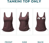 Womens Tankini Top Only Ruched Tummy Control Bathing Suit Top Modest Swim Tank Top No Bottom