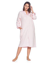 Women'S Quilted Long Sleeve Zip up House Dress Robe