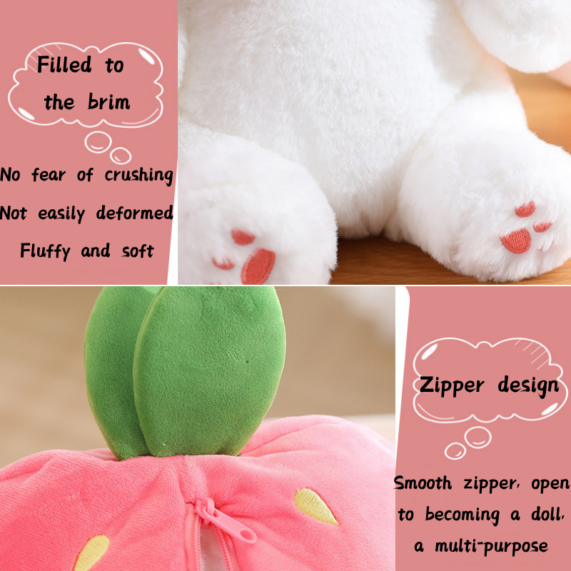 Strawberry Bunny Transformed into Little Rabbit Fruit Doll Plush Toy