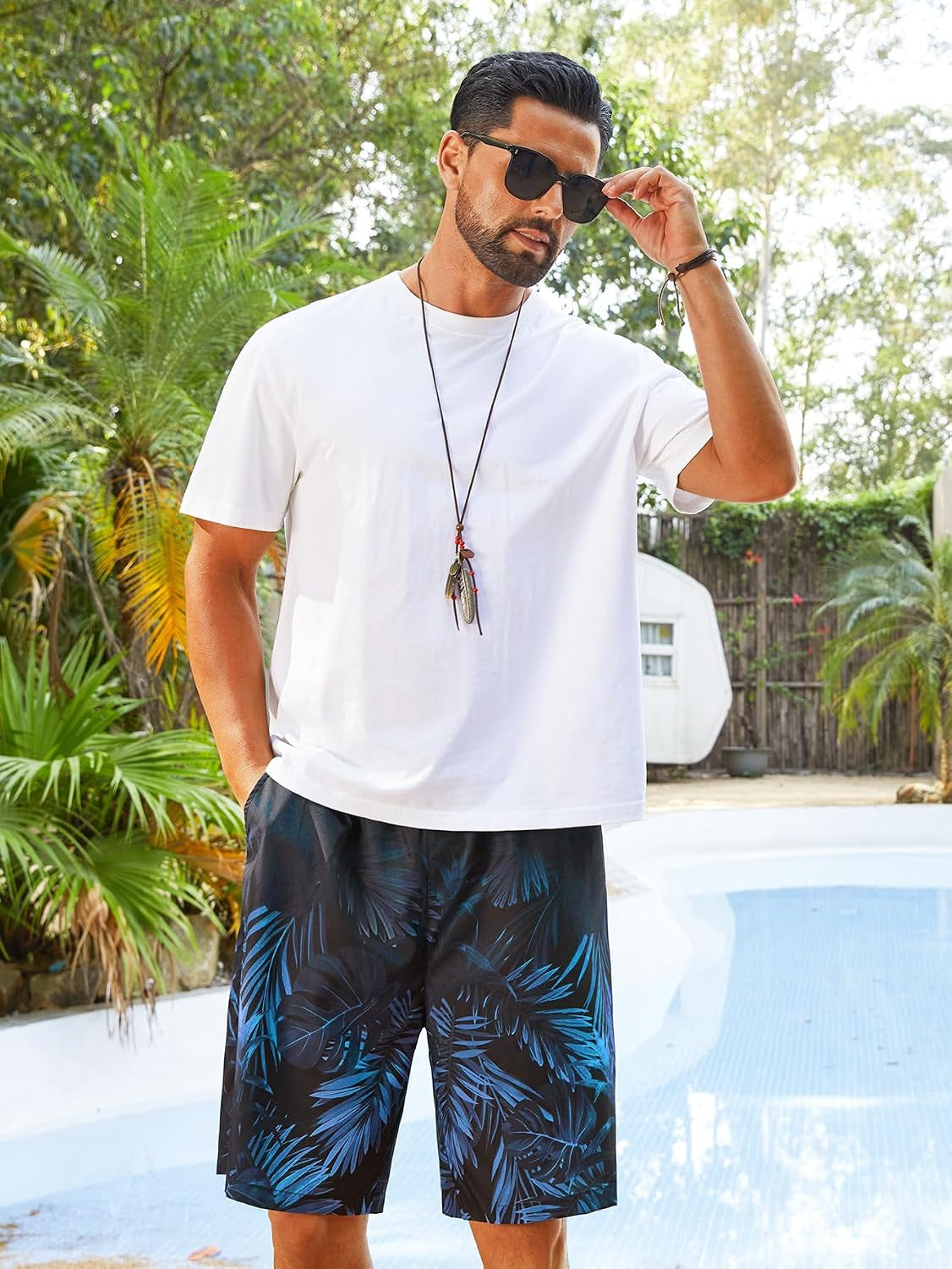 Men'S Swim Trunks Quick Dry Bathing Suit Swimming Board Shorts Mesh Lining Hawaiian Beach Swimwear with Pockets