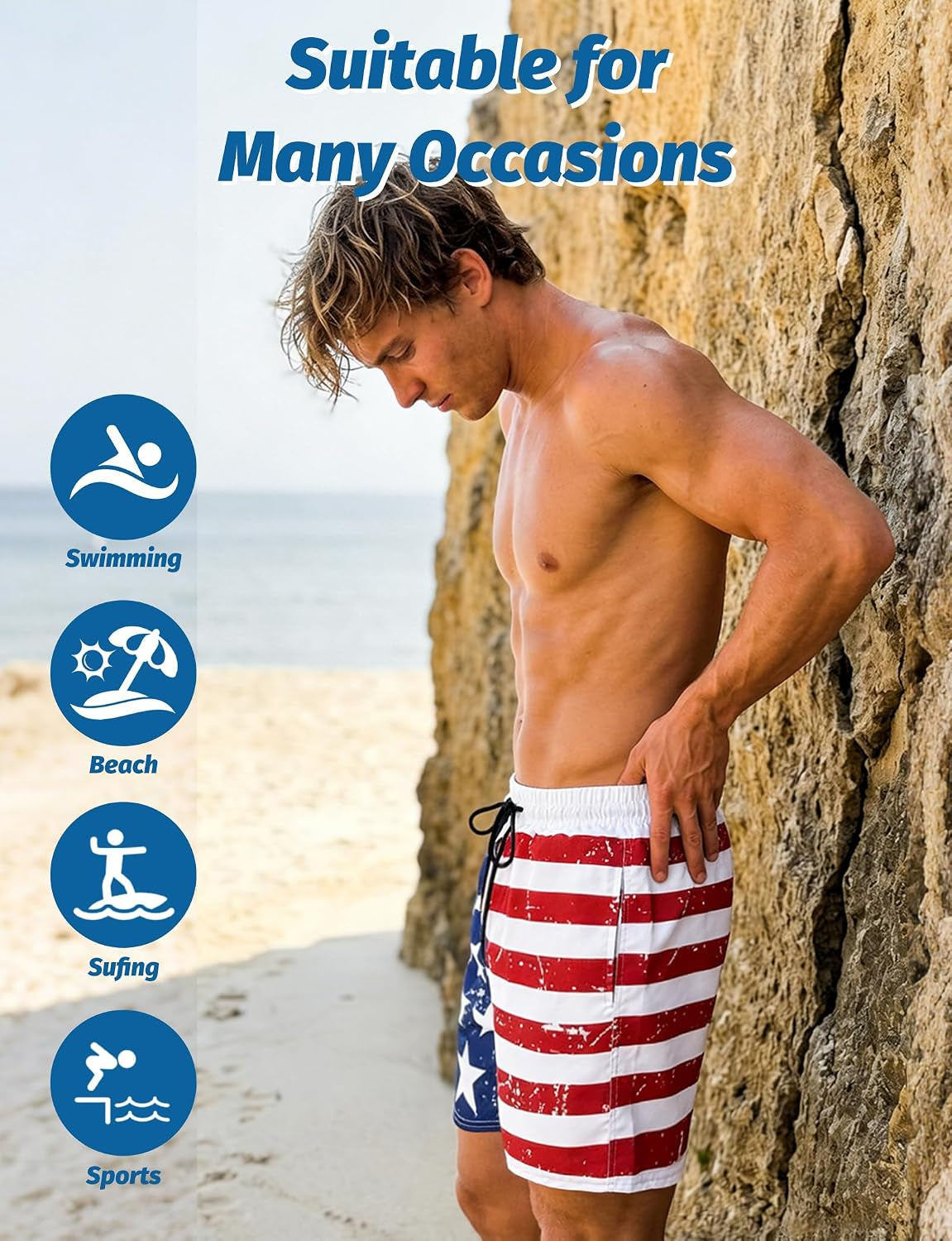 2 in 1 Mens Swim Trunks with Compression Liner 5" Quick Dry Board Shorts Anti-Chafe Bathing Suit with Zipper Pockets