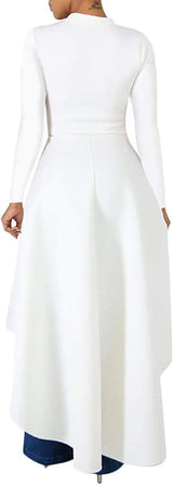 Women Ruffle High Low Asymmetrical Long Sleeve Peplum Tops Blouse Shirt Dress