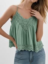 Women'S Y2K Lace Cami Tops V Neck Babydoll Spaghetti Strap Going Out Tops Summer Cute Floral Flowy Camisole Shirts