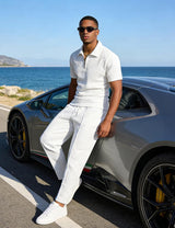 Mens Sweat Suits Set Tracksuit 2 Piece Outfits Short Sleeve Casual Sweatshirt & Loose Jogging Pants