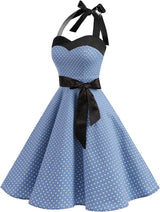 Women'S Vintage 1950S Cocktail Dress, Retro Tea Party Halter Swing Dresses
