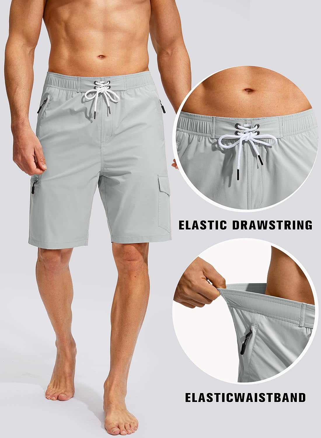 Men'S Swim Trunks Quick Dry Board Shorts with 5 Pockets Swimsuit Swimwear for Men - No Mesh Liner