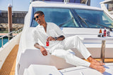 Men'S 2 Piece Cotton Sets Casual Long Sleeve Cuban Henley Shirt and Loose Pants Set Beach Vacation Outfits