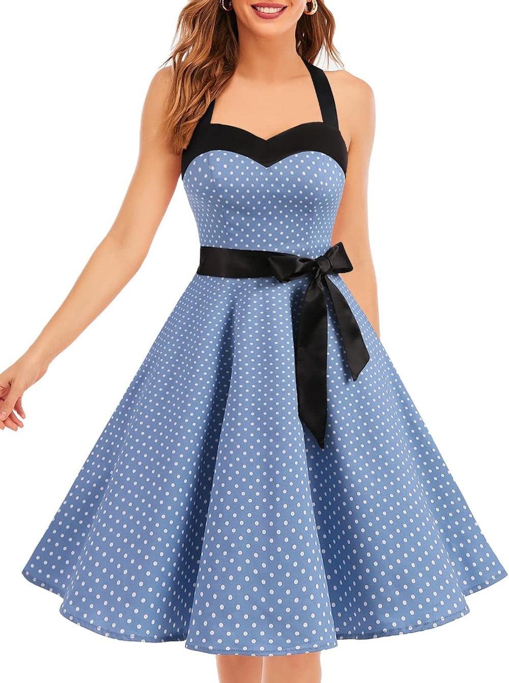 Women'S Vintage 1950S Cocktail Dress, Retro Tea Party Halter Swing Dresses
