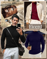 3 Pack Men'S Turtleneck Shirts, Long Sleeve Cotton Pullover Sweaters Mock Neck Knitted T-Shirt Basic Slim Fit Tops