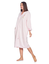 Women'S Quilted Long Sleeve Zip up House Dress Robe