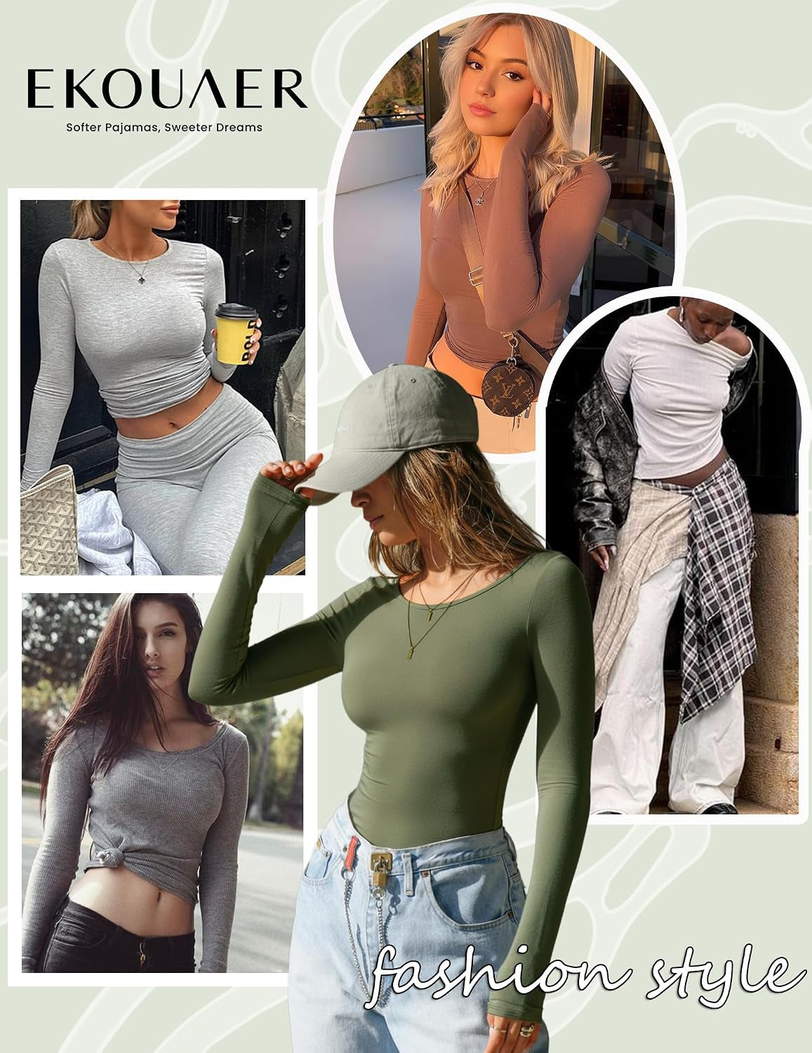 Long Sleeve Shirts for Women 3 Pack Scoop Neck Fitted Tops Thermal Undershirt Stretch Base Layer Soft Tee