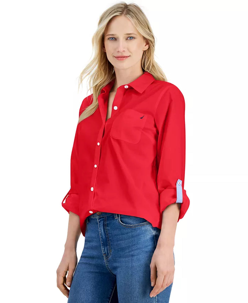 Women'S Roll-Tab Button-Front Shirt