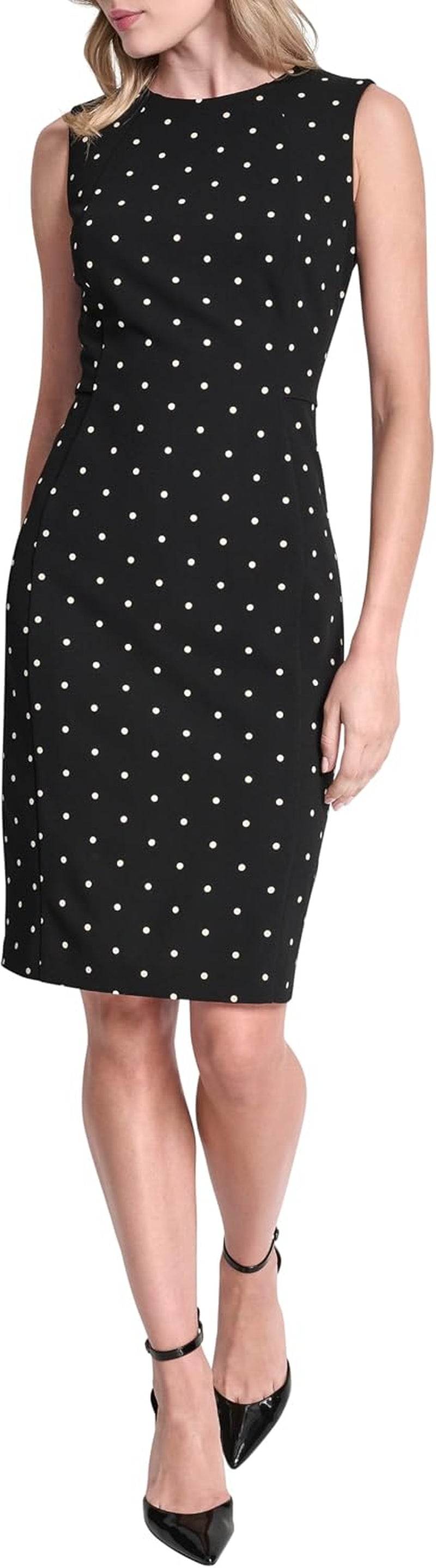 DKNY Women'S Sleeveless Jewel Neck Scuba Crepe Sheath Dress Mini Dress