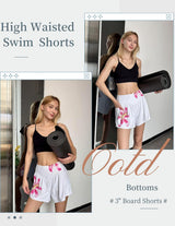 Women'S 3" Board Shorts High Waisted Swim Shorts Swimsuit Bottoms Beach Shorts with Pockets S-2XL