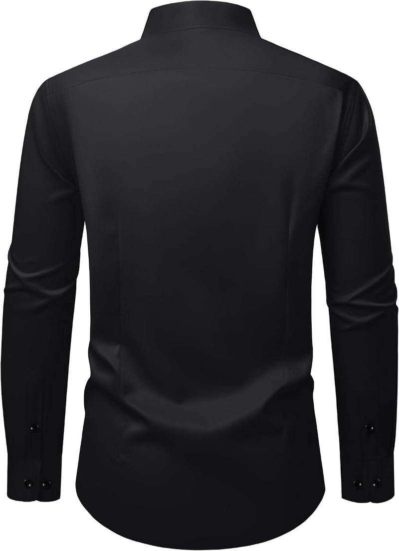 Mens Wrinkle Free Dress Shirts Regular Fit Business Button down Shirt Formal Long Sleeve Wedding Stretch Shirts