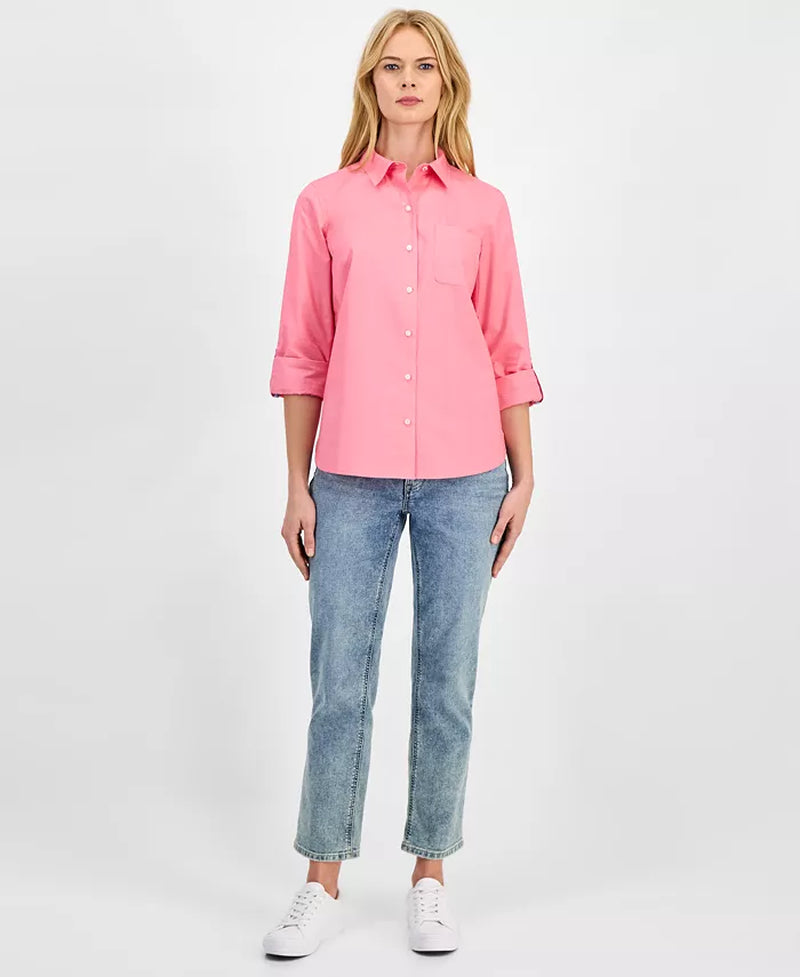 Women'S Roll-Tab Button-Front Shirt